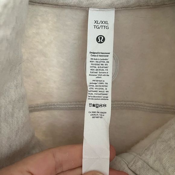 LULULEMON Scuba Oversized Funnel Neck Half Zip Heathered Bone XL/XXL - Picture 7 of 11